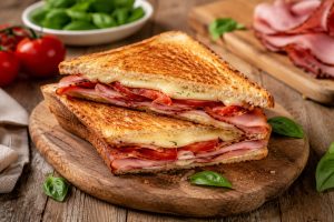 Tost sa pecenicom, sirom i paradajzom